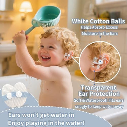 Close up of transparent adhesive baby ear patches for swimming and shower water protection.