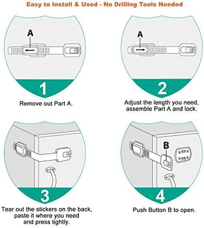 Adjustable strap mechanism of Vmaisi baby proofing lock