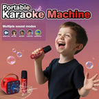 Children portable bluetooth singing speaker displaying glowing gradient LED lights and compact handle