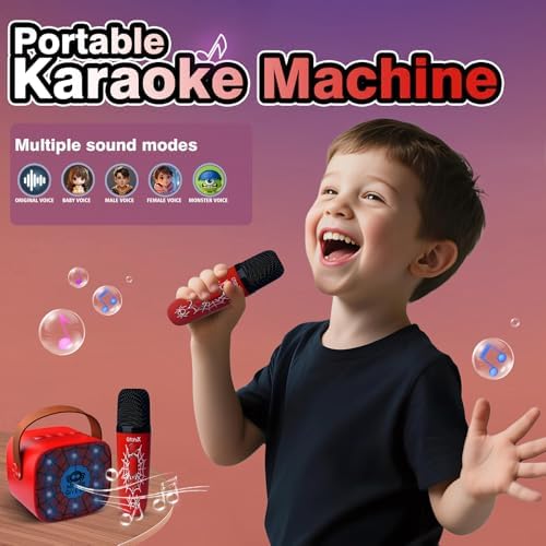 Children portable bluetooth singing speaker displaying glowing gradient LED lights and compact handle