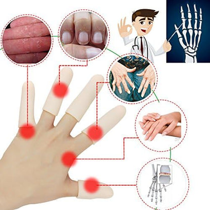 Nude silicone finger sleeves in long and short sizes for arthritis support