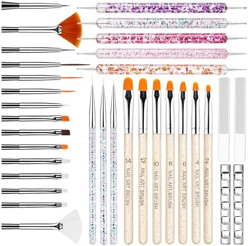 Myr 34 Piece Nail Art Brush Set front view