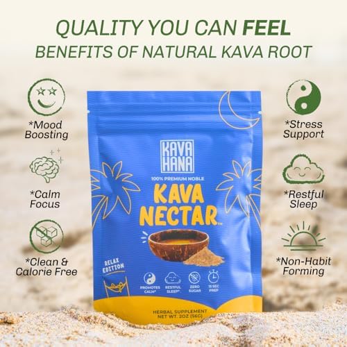 Close up of pure dried noble kava root juice extract powder texture for stress support