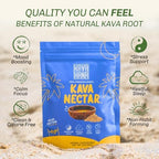 Close up of pure dried noble kava root juice extract powder texture for stress support