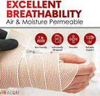 Healqu medical bandage applied to a knee for joint support and injury recovery.