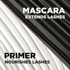 Black tubing mascara creating dramatic length without clumping