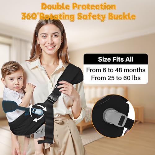 Oblitor lightweight baby sling carrier in use during outdoor shopping.