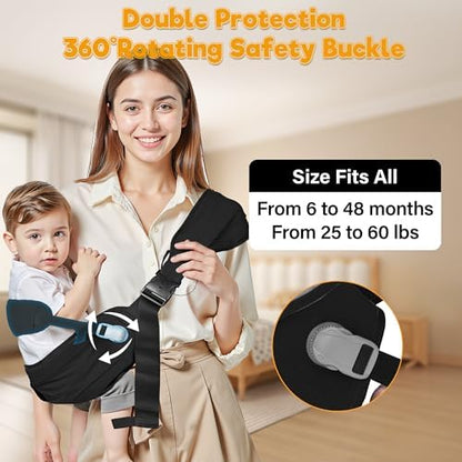 Oblitor lightweight baby sling carrier in use during outdoor shopping.