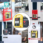 Automated external defibrillator showing visual prompts for emergency use