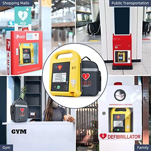Automated external defibrillator showing visual prompts for emergency use