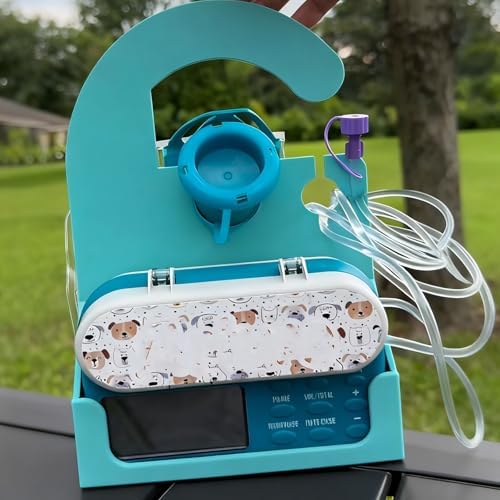 HelperKat medical tube organizer stand holding an EnteraLite Infinity device securely