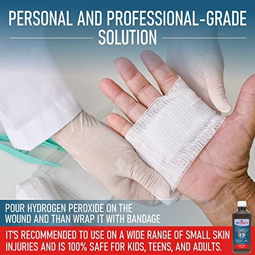 Authentic 32 ounce hydrogen peroxide solution with tamper resistant screw cap container for secure home first aid storage.