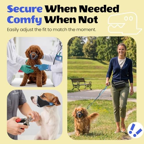 TinyRex anti biting and barking muzzle secure buckle mechanism.