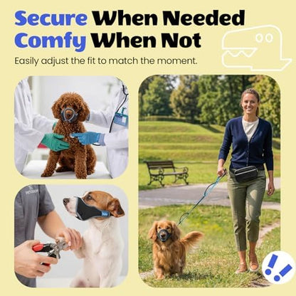 TinyRex anti biting and barking muzzle secure buckle mechanism.