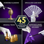 Child performing a coin illusion with the National Geographic magic set