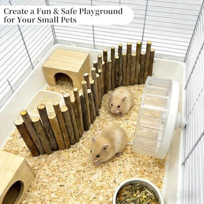 Bendable Hamster Bridge with Cage Platform, Approx. 12 in Wooden Fence for Hamster Cage Accessories, Flexible Pine Ladder Divider for Syrian Dwarf Hamster, Gerbil, Rat & Mouse - Image 5