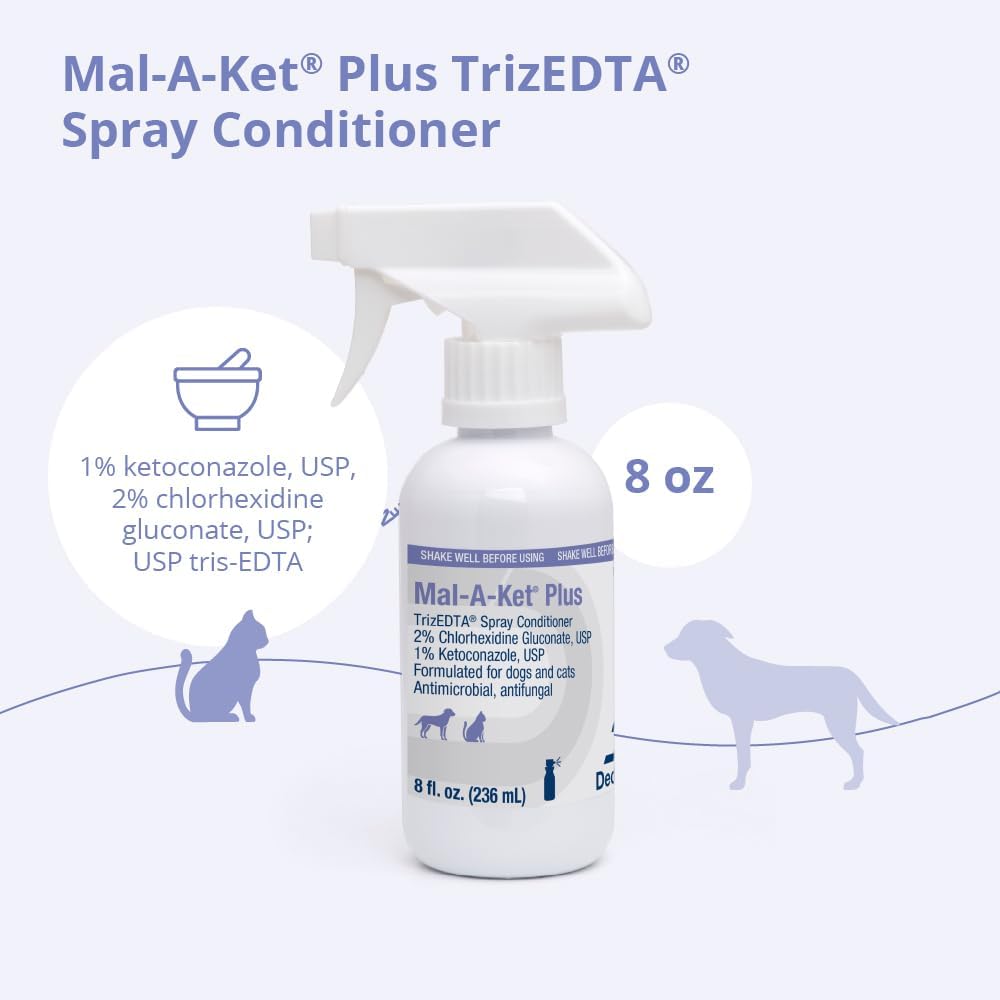 Antifungal and antibacterial leave on spray conditioner for dogs and cats