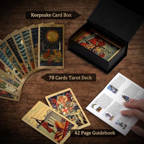 Tarot deck housed in protective gold foil box