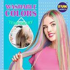Close up of the handheld hair temporary coloring clamp being loaded with bright washable chalk cartridges