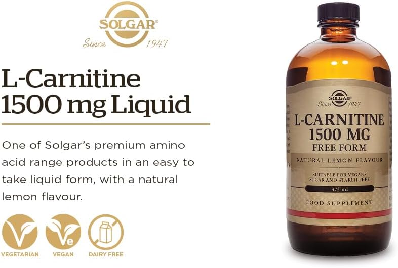 Solgar L-Carnitine 1500mg liquid nutritional label details