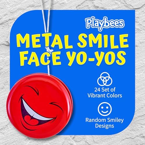 Assorted colors of Playbees metal emoticon yo-yos for kids