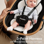 Angelbliss baby swing wood-grain frame texture detail