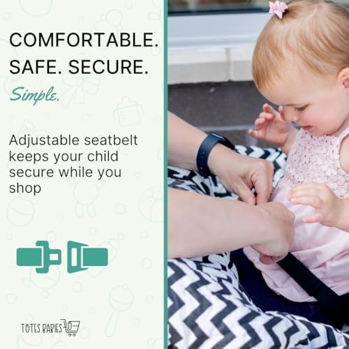Totes Babies soft cotton protective seat cover installed on a wooden restaurant high chair