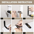 LuBanSir anti tip straps securing a tall wooden bookcase to prevent accidental tipping hazards.