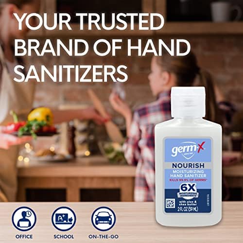 Germ-X Nourish Hand Sanitizer, 2 Fl Oz (Pack of 6), 2-in-1 Moisturizing and Sanitizing Formula with Shea Butter, Vitamin E & Aloe, Non-Greasy, Mini Travel Size for On-The-Go, Fresh Scent - Image 6