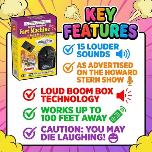 The Original Fart Machine Number 2 retail packaging highlighting the fifteen realistic sounds feature