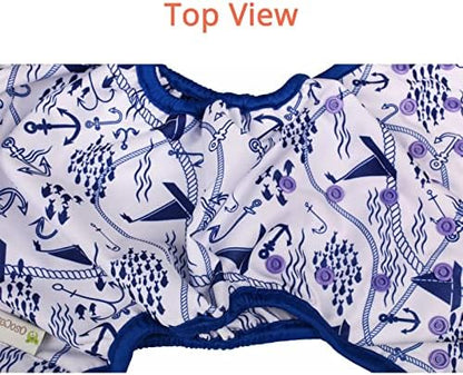OsoCozy diaper cover flat lay showing snap positions