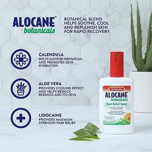 Max strength lidocaine spray for minor burns and sunburn recovery.