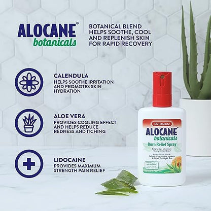 Max strength lidocaine spray for minor burns and sunburn recovery.