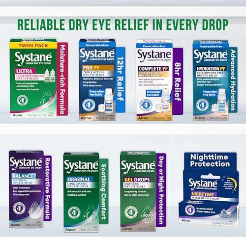 Imported Systane Ultra lubricant eye drops for extended ocular protection.