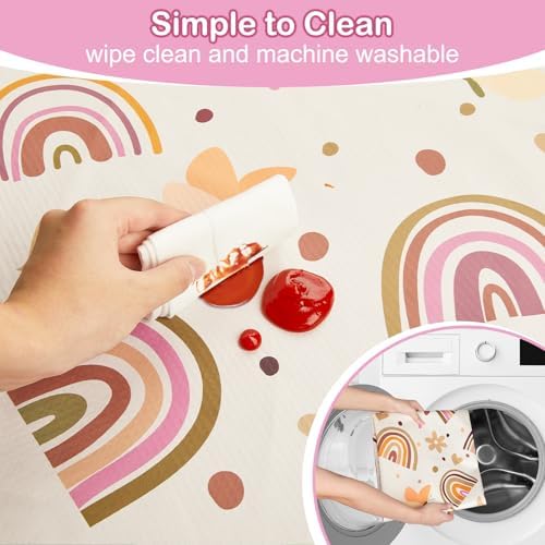 Toddler playing on Basumee waterproof mat for arts and crafts protection