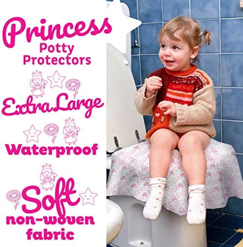 Extra large waterproof potty liners for toddlers showing full coverage on a toilet seat