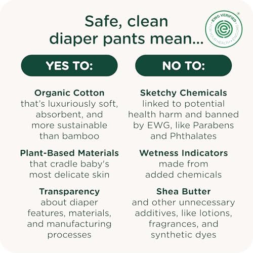Healthybaby diaper pants product stack showing organic cotton texture