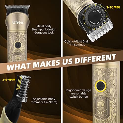 Ufree beard trimmer showing steampunk metal design