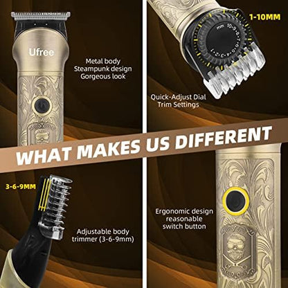 Ufree beard trimmer showing steampunk metal design