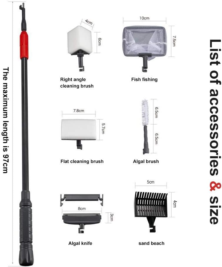 UPETTOOLS multi function aquarium cleaner featuring the gravel rake attachment.
