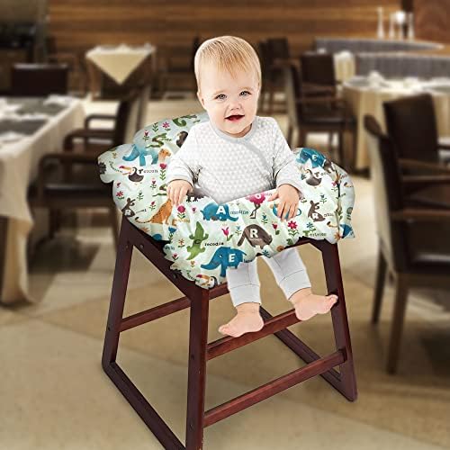 Close up view of the breathable fabric and cute zoo animal patterns