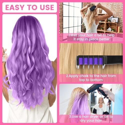 Variety of 10 bright hair chalk colors displayed
