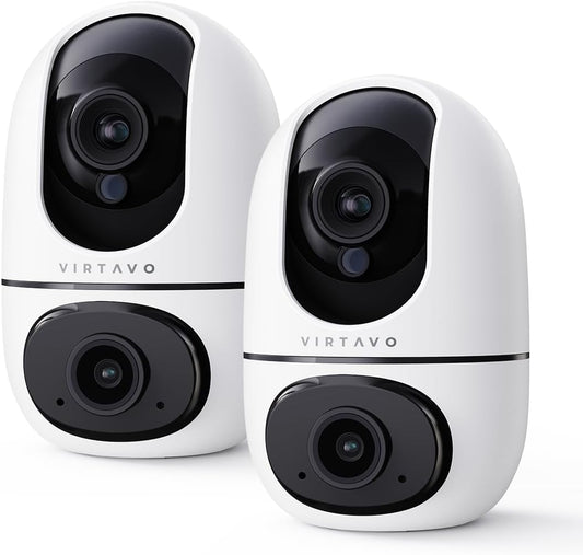 Virtavo XD1 indoor security camera two pack front view
