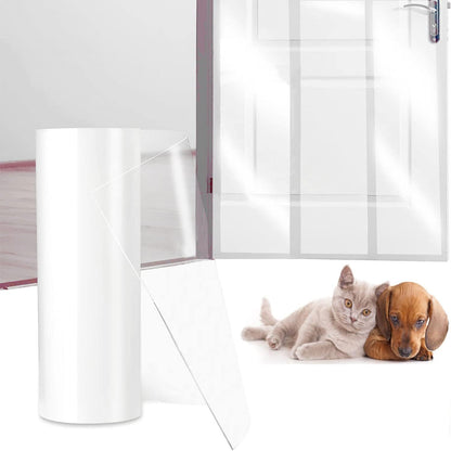 Transparent dog claw shield protecting door frame