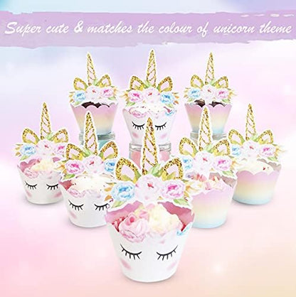 Reversible cupcake liner showing sleepy unicorn design