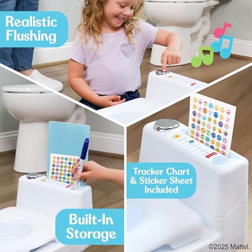 Fisher-Price potty trainer showing storage compartment