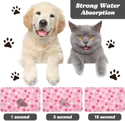 Cat Pet Feeding Placemats Pink Material Texture