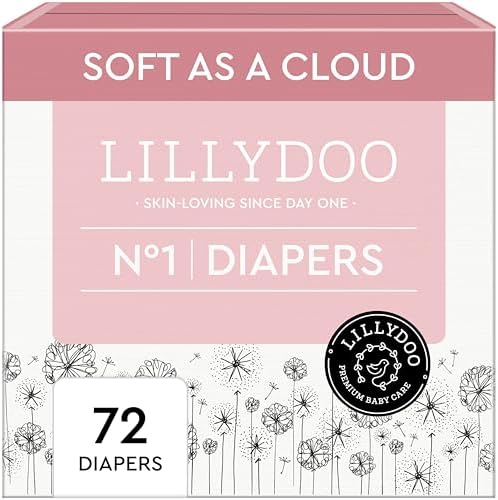 LILLYDOO Baby Diapers - Size 1 (4+ lbs), Half-Monthly Supply (72 Count), Leak Protection, Skin-Friendly, Ultrasoft, Perfume- & Chlorine-Free, Hypoallergenic, Dermatologist Tested, Oeko-TEXÂ® - Image 2