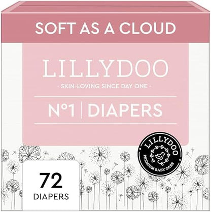 LILLYDOO Baby Diapers - Size 1 (4+ lbs), Half-Monthly Supply (72 Count), Leak Protection, Skin-Friendly, Ultrasoft, Perfume- & Chlorine-Free, Hypoallergenic, Dermatologist Tested, Oeko-TEXÂ® - Image 2