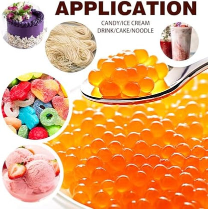 Edible sodium alginate powder ideal for creating gourmet popping boba and culinary spheres.
